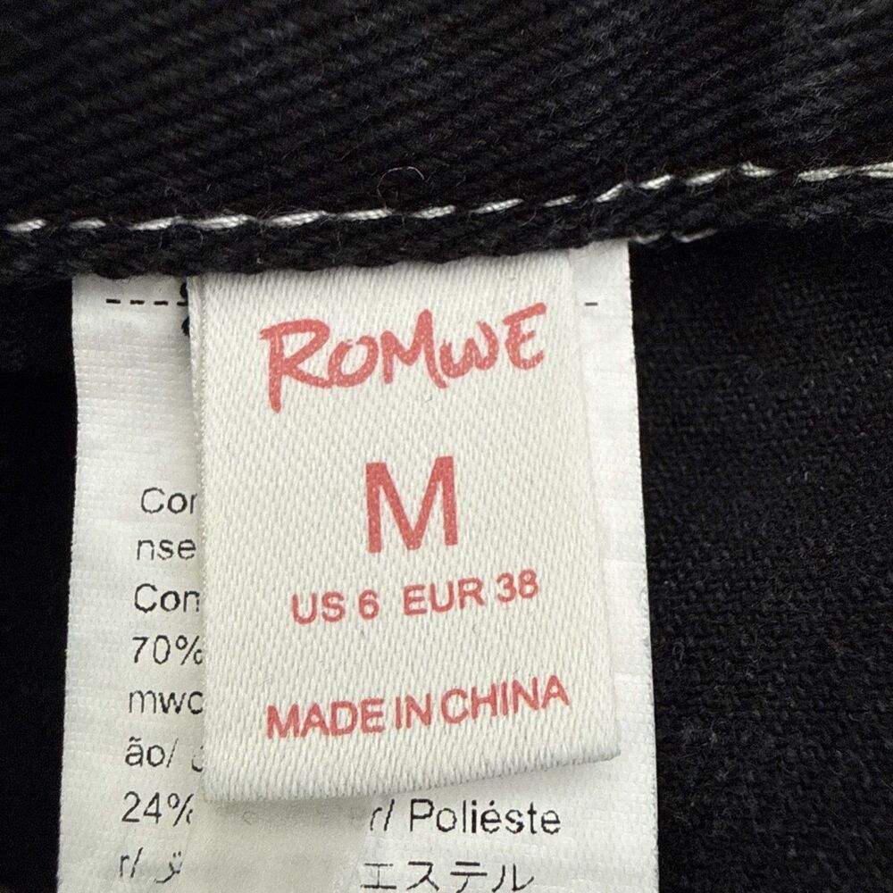 Romwe Grunge Punk Plus Letter & Skull Print Flap Pocket Side Cargo Pants Size 6 - Picture 7 of 12